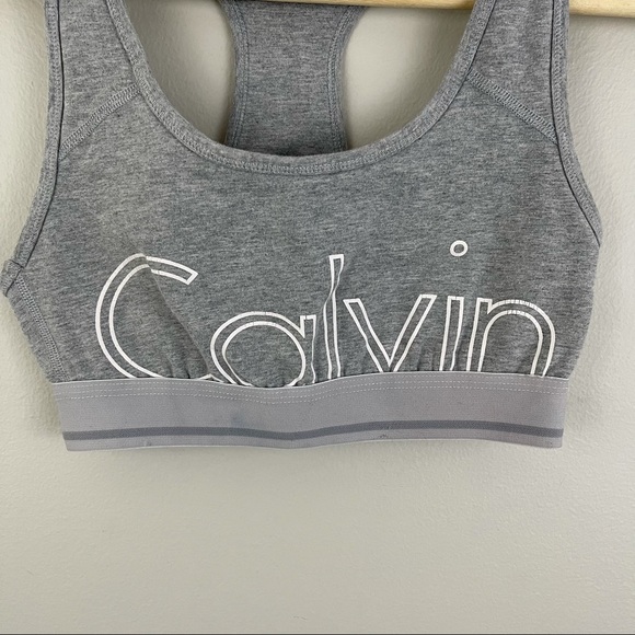 CALVIN KLEIN Grey White Performance Intimates Sports Bra - Picture 2 of 6